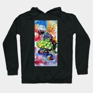 Still life with wine and fruits Hoodie